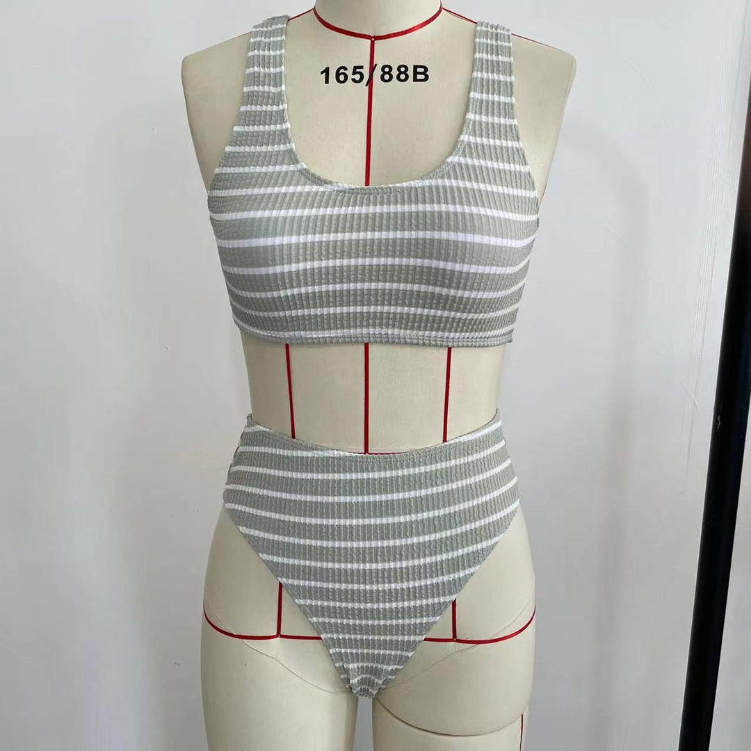 Damen High-Waist Bikini-Set mit modischem Rippstrick Echo Archiv