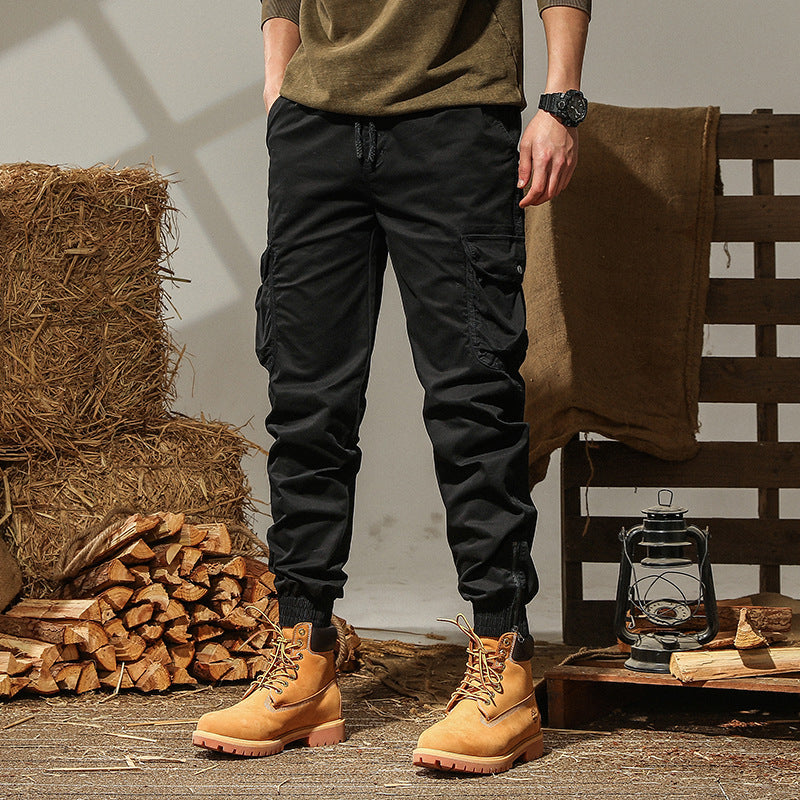 Herren Cargo-Joggerhose mit elastischem Saum, multifunktionalen Cargotaschen und robustem Canvas – Bravaro