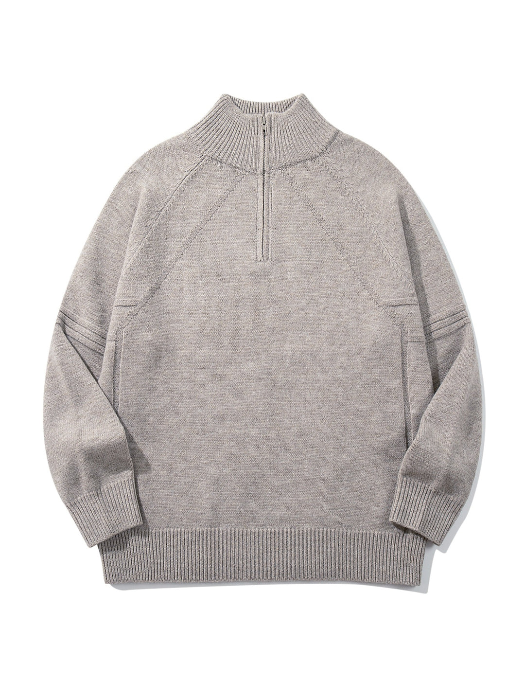 Unisex Halfzip-Strickpullover mit hohem Rippkragen und Raglanärmeln Echoarchiv