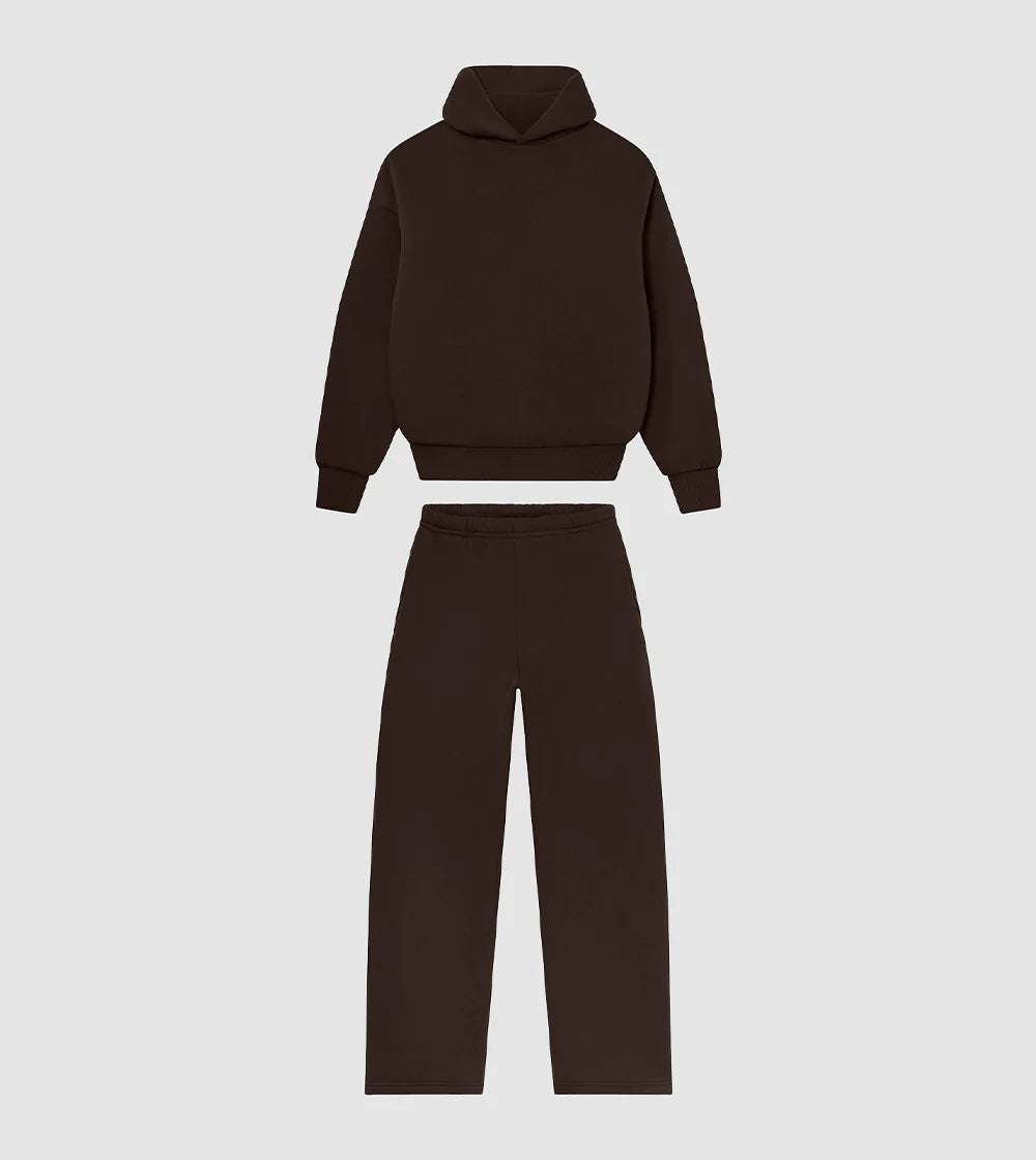Unisex gemütliches Loungewear-Set mit hohem Rollkragen, relaxed-fit Sweatshirt und gerader Sweatpants – Auréline