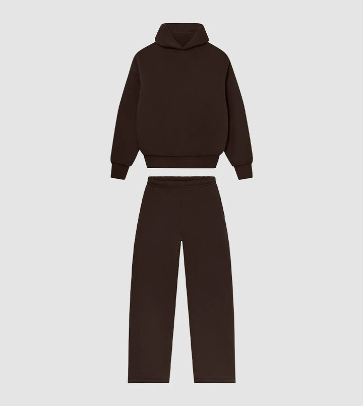 Unisex gemütliches Loungewear-Set mit hohem Rollkragen, relaxed-fit Sweatshirt und gerader Sweatpants – Auréline