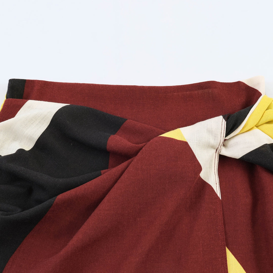 Damen Maxirock mit buntem Grafikdesign und eleganter Drapierung Echo Archiv