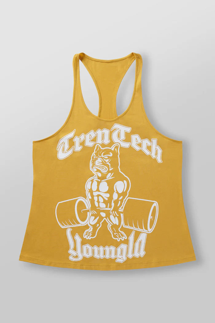 Herren nan figurbetontes Fitness-Tanktop mit Bulldoggen-Grafik und extra tiefen Armausschnitten Echo Archiv
