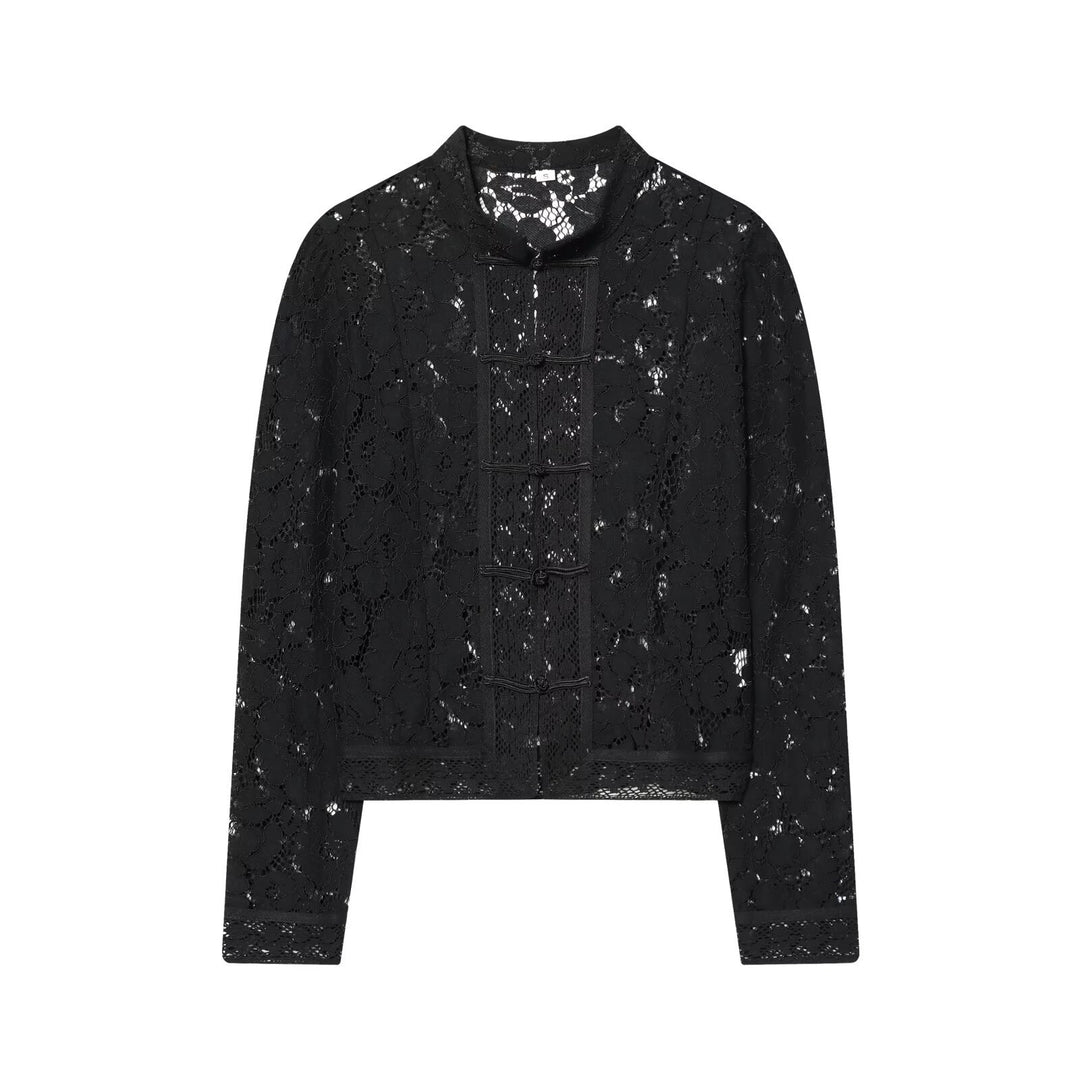 Damen Spitzenjacke mit Stehkragen und chinesischen Knotenverschlüssen Echo Archiv