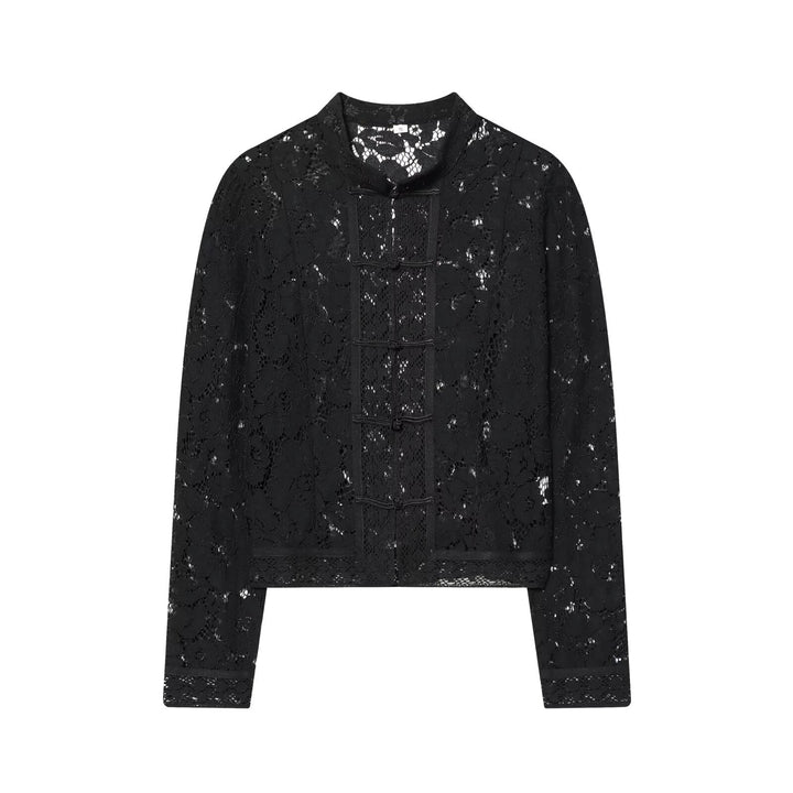 Damen Spitzenjacke mit Stehkragen und chinesischen Knotenverschlüssen Echo Archiv