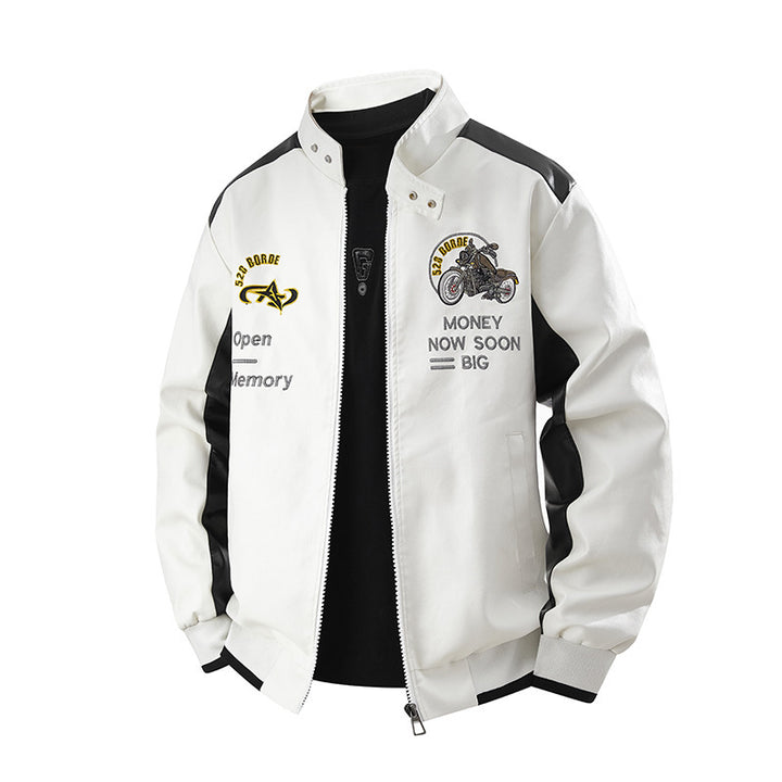 Herren Modische Kunstlederjacke mit aufwendiger Stickerei Echo Archiv