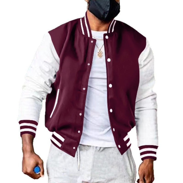 Herren nan varsity-Collegejacke im Retro-Bomberstil mit kontrastärmeln, gestreiften Rippbündchen und Druckknopfleiste Echo Archiv