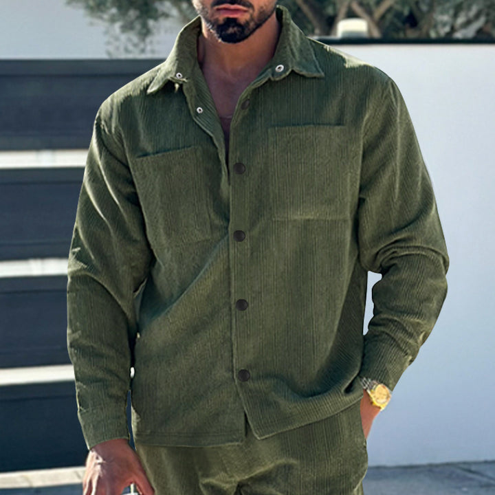 Herren Fleecejacke mit strukturiertem Design und praktischen Taschen Echoarchiv
