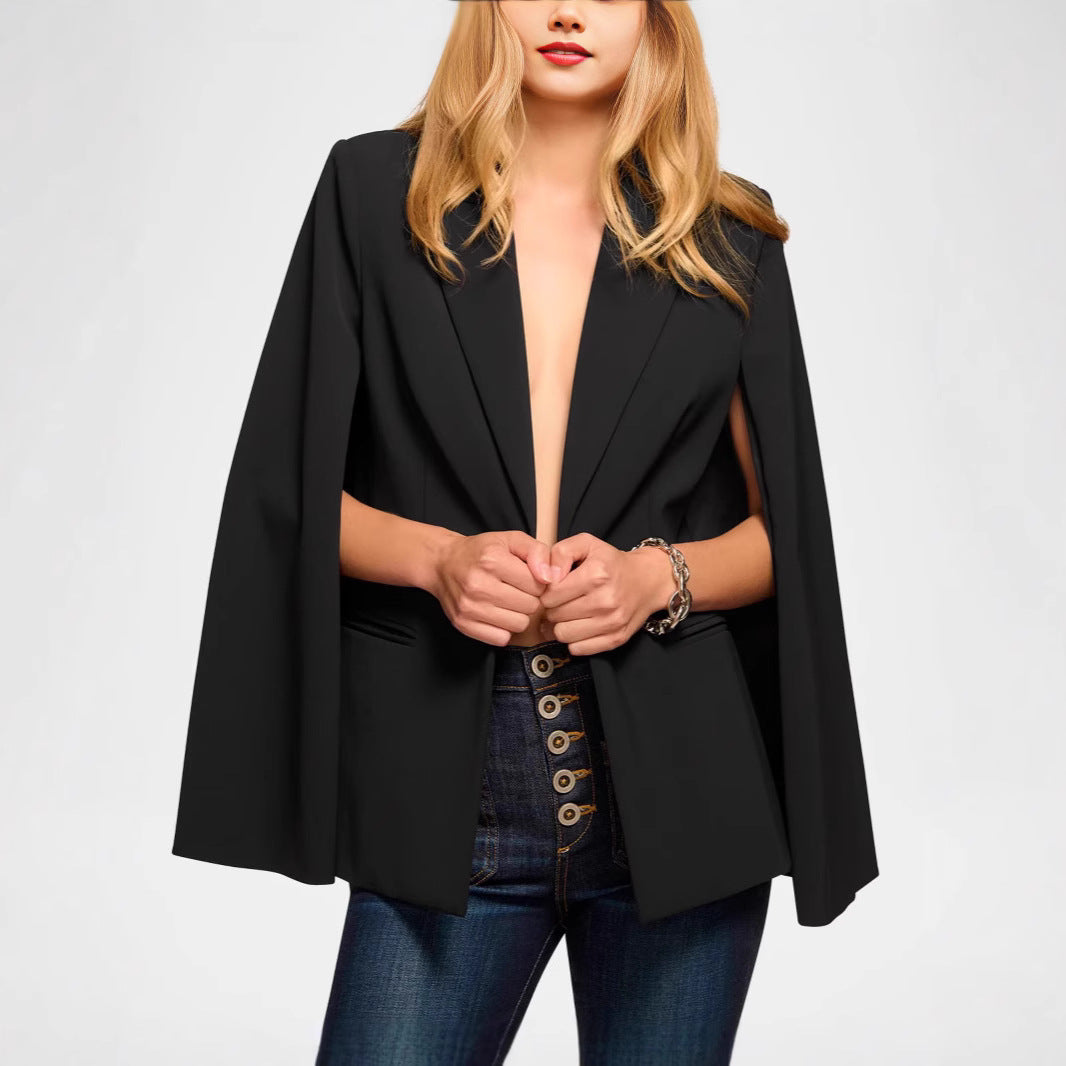 Damen Cape-Blazer mit Schlitzärmeln und tailliertem Ein-Knopf-Verschluss Echoarchiv