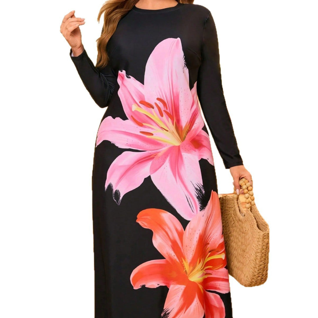 Damen Strandkleid mit langen Ärmeln und floralem Design Echo Archiv