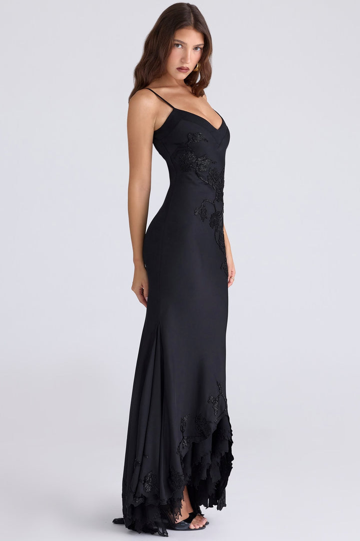 Damen Elegantes Abendkleid mit floralem Spitzenbesatz Echo Archiv