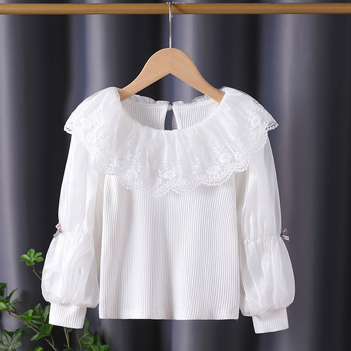 Damen elegante Bluse mit romantischem Spitzenkragen und Rüschendetails Echo Archiv