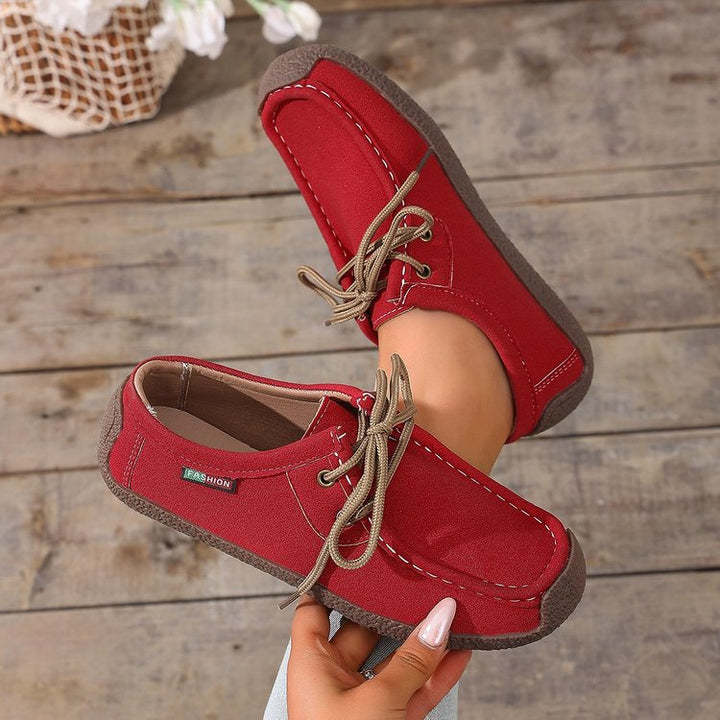 Damen Canvas-Mokassin-Slipper mit Schnürung und gepolsterter Komfortsohle – Lioré