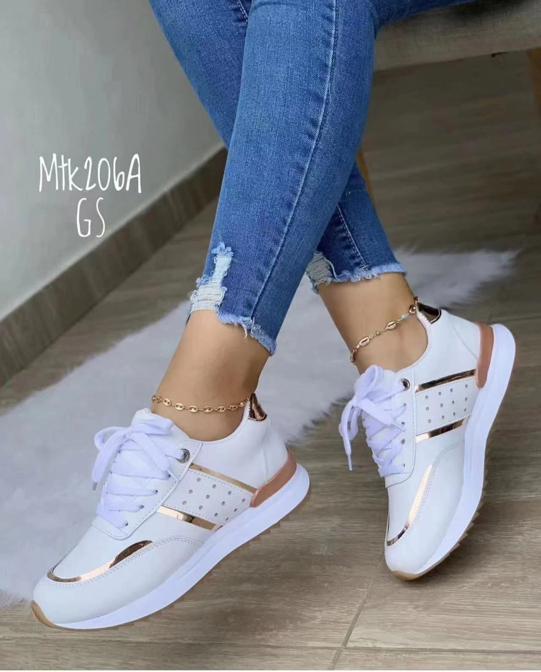 Damen Trendige Plateau-Sneaker mit Metallic-Akzenten und gepolsterter Komfortsohle – Névara