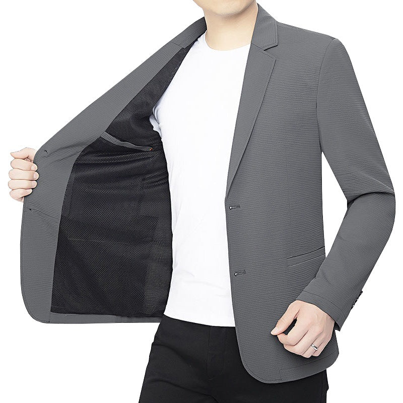 Herren Blazer schlanker Schnitt Business-Casual mit atmungsaktivem Meshfutter und Stretch – Tianoro