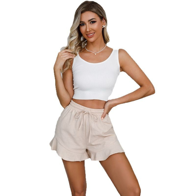 Damen Verspielte Rüschen-Sommer-Shorts Echo Archiv