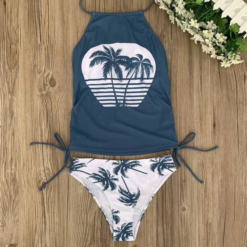 Damen Tankini-Set mit verstellbarem Halter-Design und tropischem Druck Echo Archiv