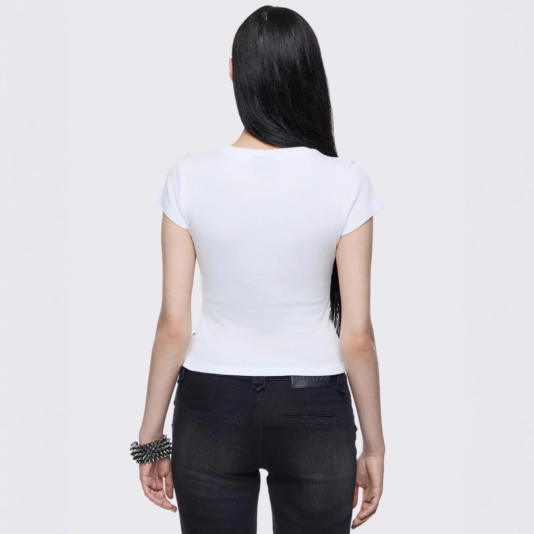 Damen Kreatives Grafik-Print T-Shirt Echo Archiv