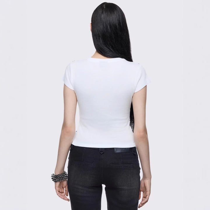 Damen Kreatives Grafik-Print T-Shirt Echo Archiv
