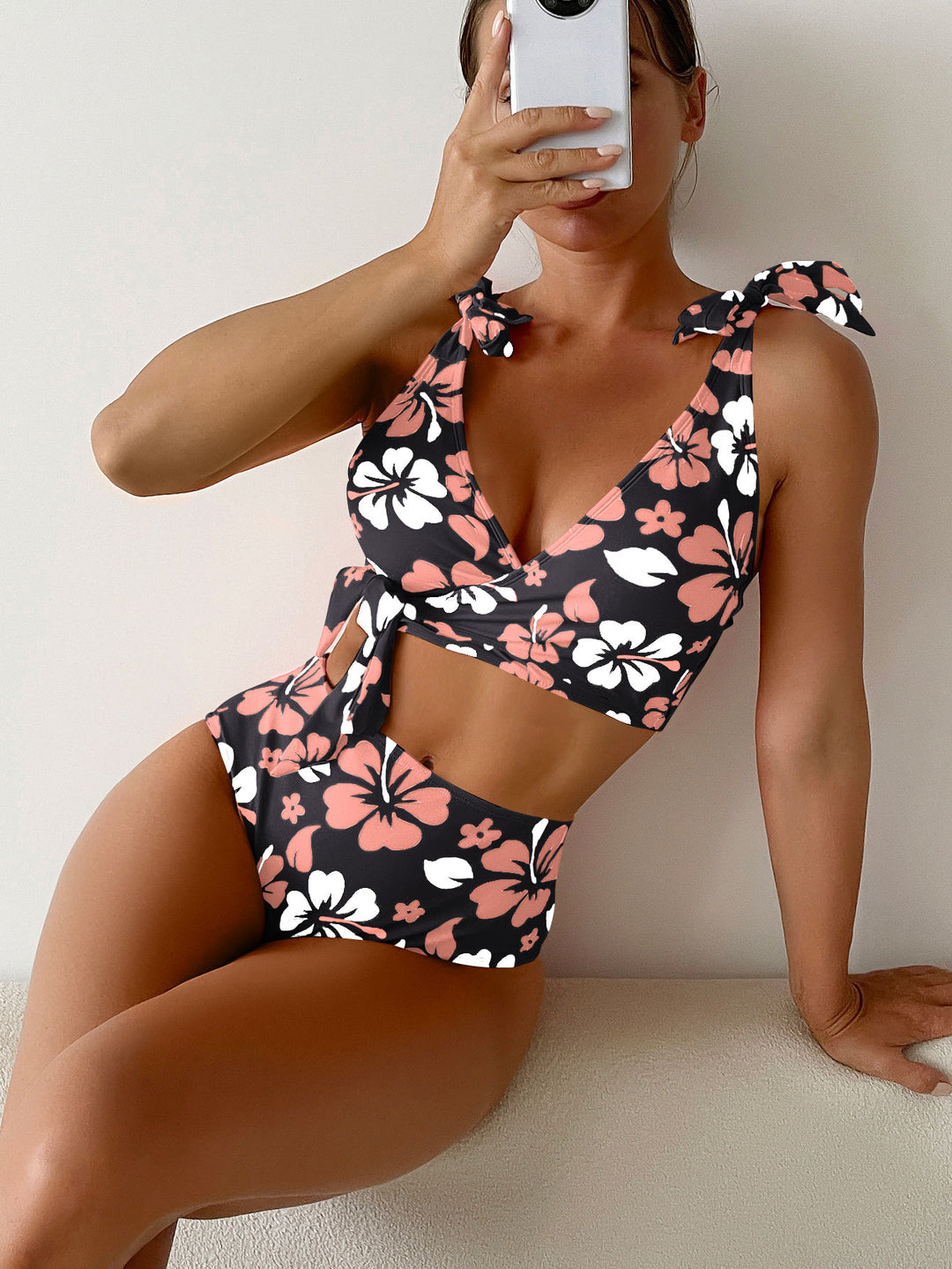 Damen Hochtaillierter Blumen-Bikini-Set Echo Archiv