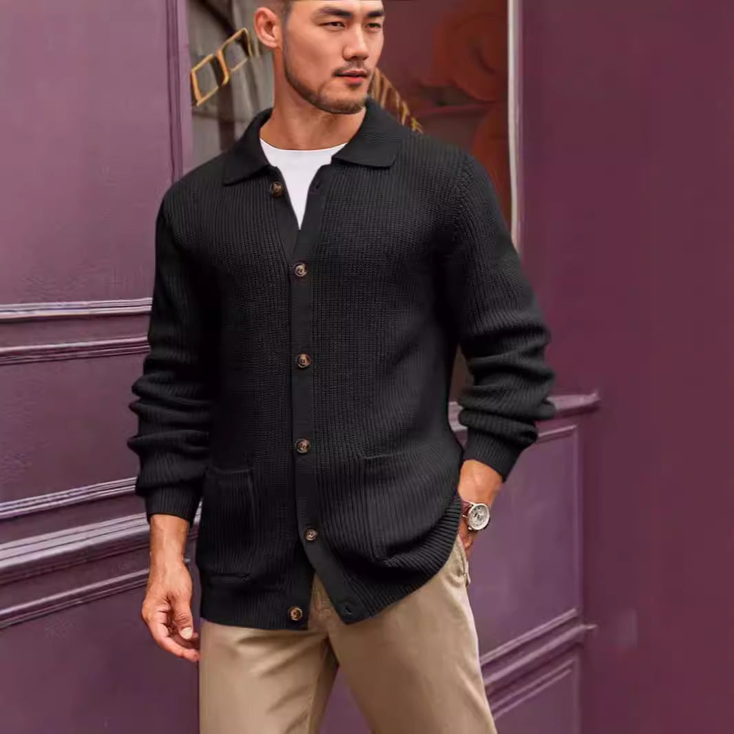 Herren Strickjacke mit großflächiger Rippstruktur und praktischen Taschen Echoarchiv