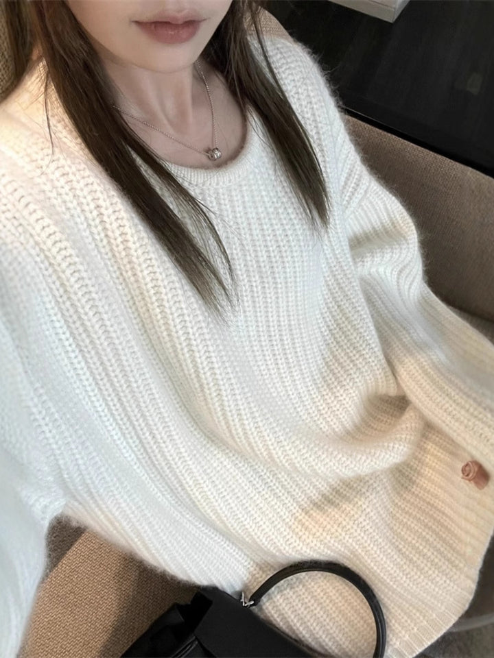 Damen Oversize Flauschpullover im Mohair‑Look mit strukturierter Rippenoptik Echoarchiv
