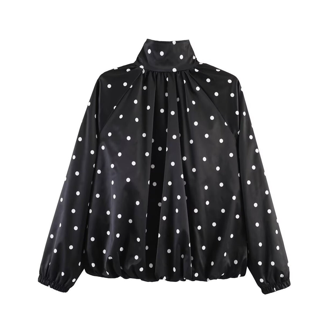 Damen Leichte gepunktete Blousonjacke mit Stehkragen, Reißverschluss und elastischem Saum Echoarchiv