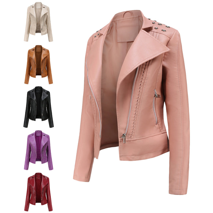 Damen nan Bikerjacke aus Kunstleder mit Nietenbesatz und asymmetrischem Reißverschluss Echo Archiv