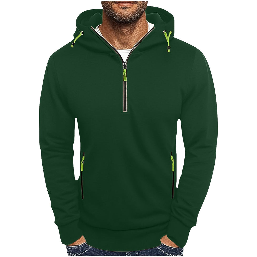 Herren modischer Kapuzenpullover mit zwei Taschen und halbem Reißverschluss Echoarchiv
