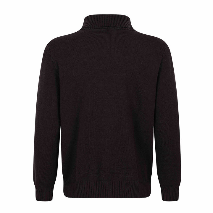 Herren Strickpullover mit asymmetrischer Knopfleiste und hohem Stehkragen Echoarchiv