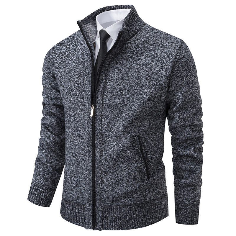 Herren sportliche Strickjacke mit Stehkragen und Reißverschluss Echoarchiv