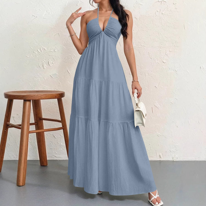 Damen Maxikleid mit tiefem V-Ausschnitt und luftiger Silhouette Echo Archiv