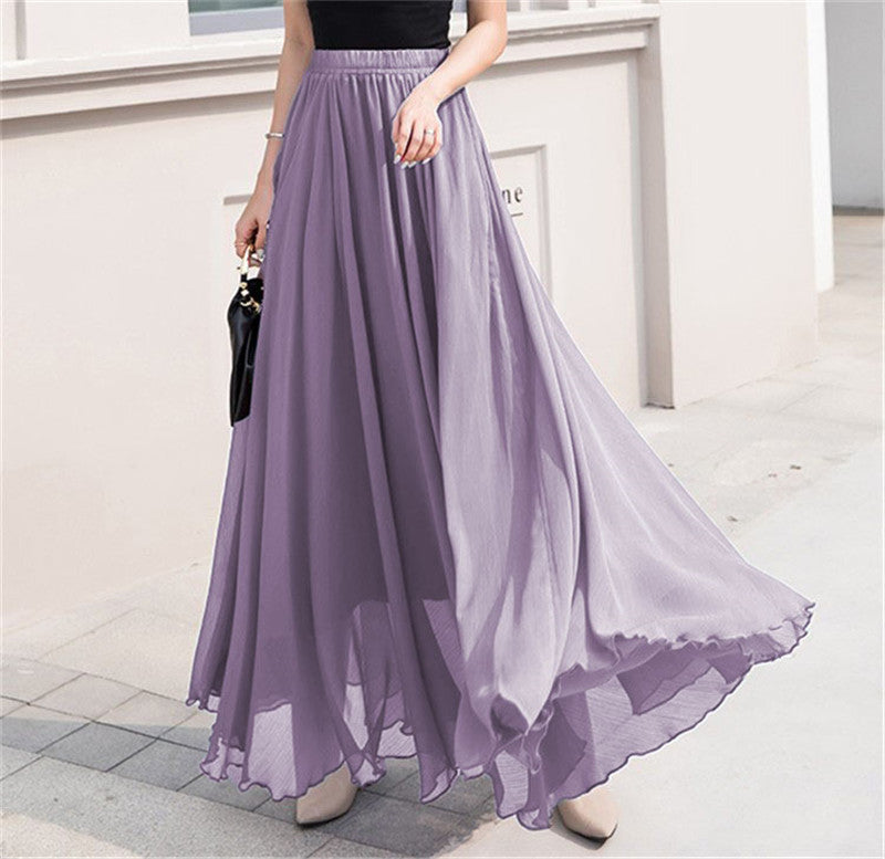 Damen nan Maxi-Chiffonrock mit elastischem Bund und fließender A-Linie Echo Archiv