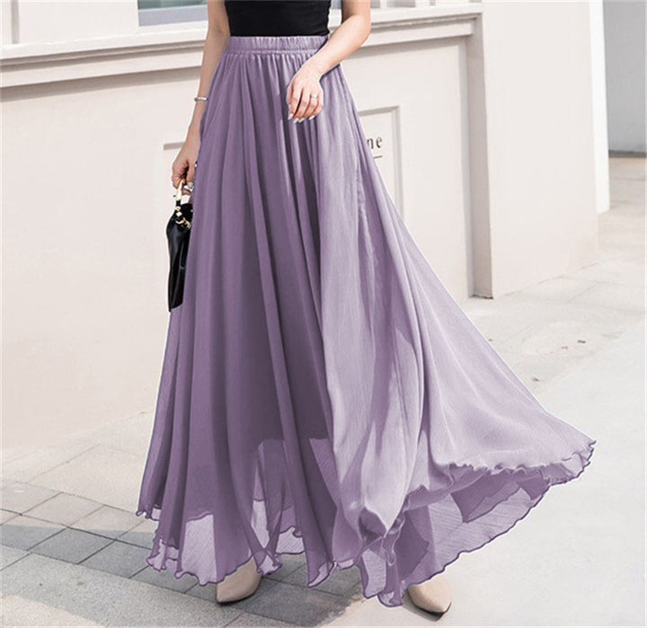 Damen nan Maxi-Chiffonrock mit elastischem Bund und fließender A-Linie Echo Archiv