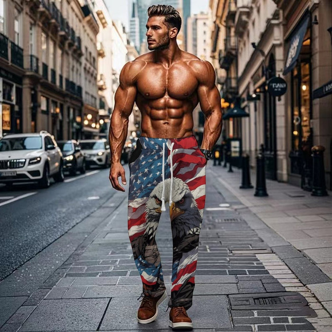 Herren elastische Jogginghose mit schickem Wasser-Motiv und praktischen Eingrifftaschen Echoarchiv