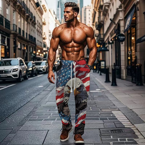 Herren elastische Jogginghose mit schickem Wasser-Motiv und praktischen Eingrifftaschen Echoarchiv