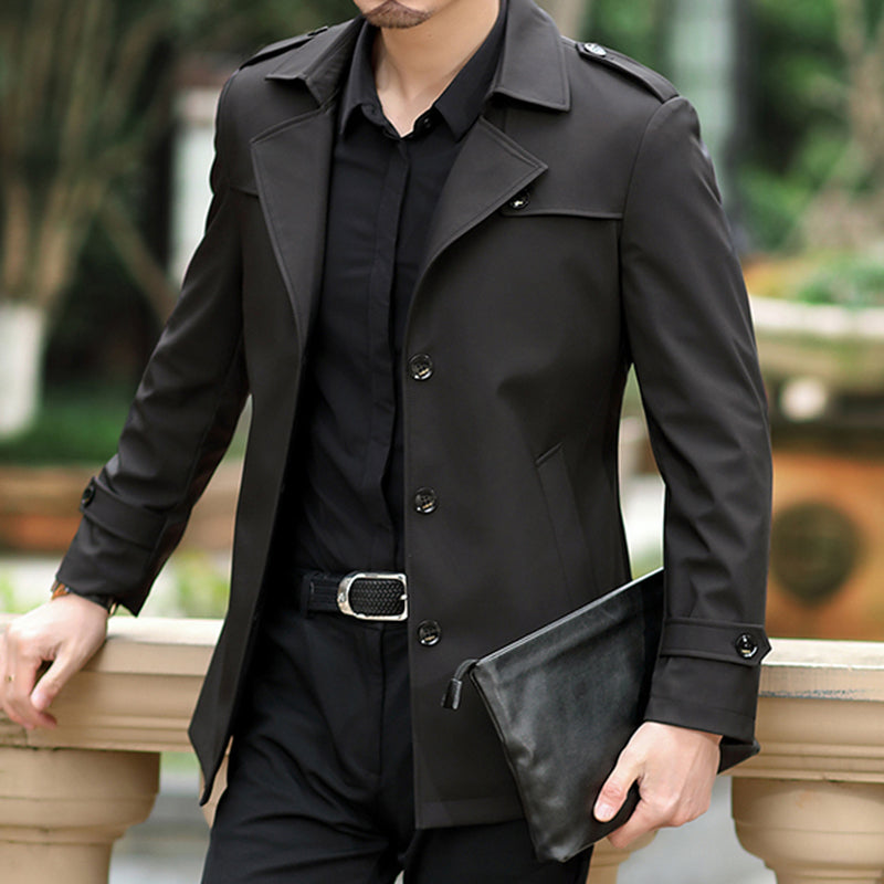 Herren elegante Trenchcoat Jacke mit praktischem Schnitt und stylishen Details Echoarchiv