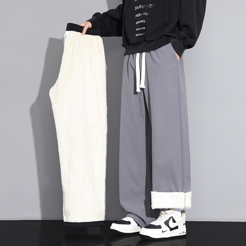 Damen Luxuriöse Fleece-Jogginghose mit weitem Schnitt