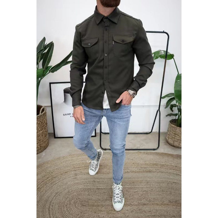 Herren Hemdjacke mit Brusttaschen und taillierter Passform – Taviero