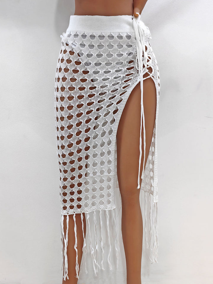 Damen gehäkelter Strand-Sarong mit Fransen Echo Archiv