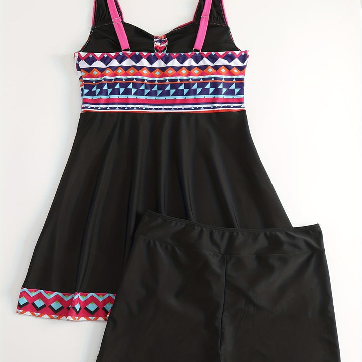 Damen Sportliches Badeanzug-Set mit modischem Oberteil und Shorts Echo Archiv