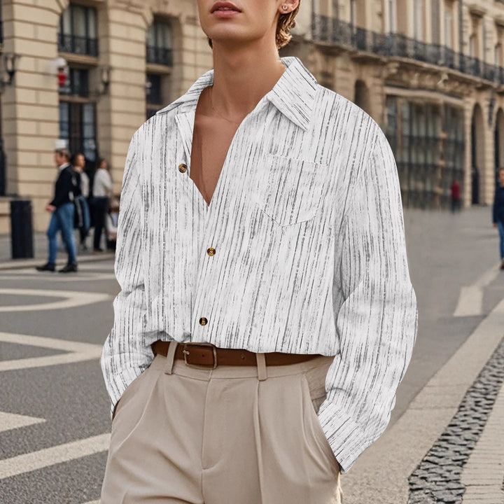 Herren Langarmhemd mit strukturiertem Design Echoarchiv