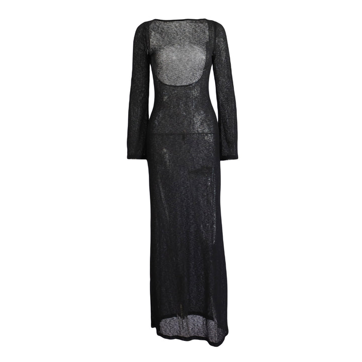 Damen Strick-Maxikleid mit langen Ärmeln und figurbetonendem Schnitt Echo Archiv