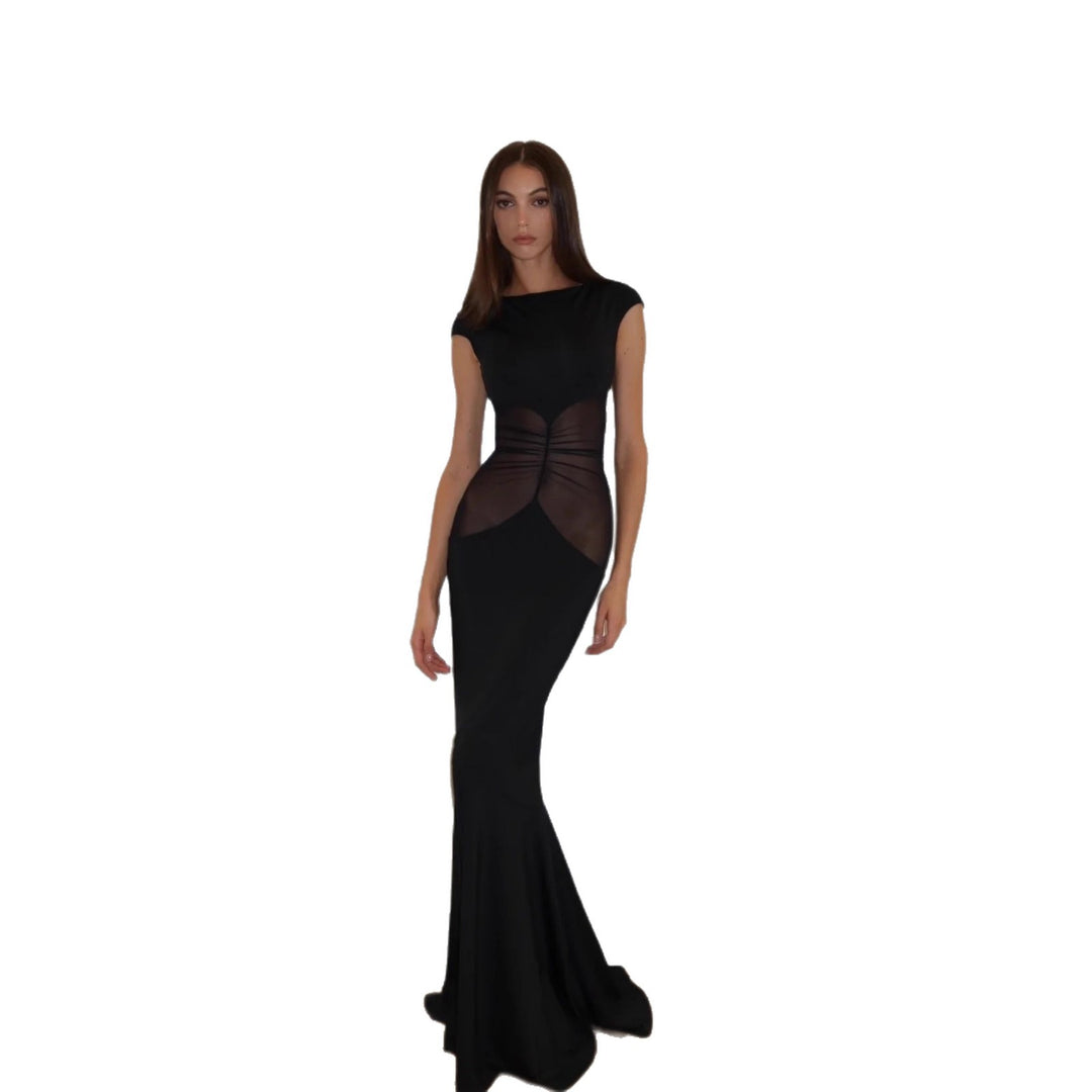 Damen Elegant figurbetontes Maxikleid mit transparenten Einsätzen Echo Archiv