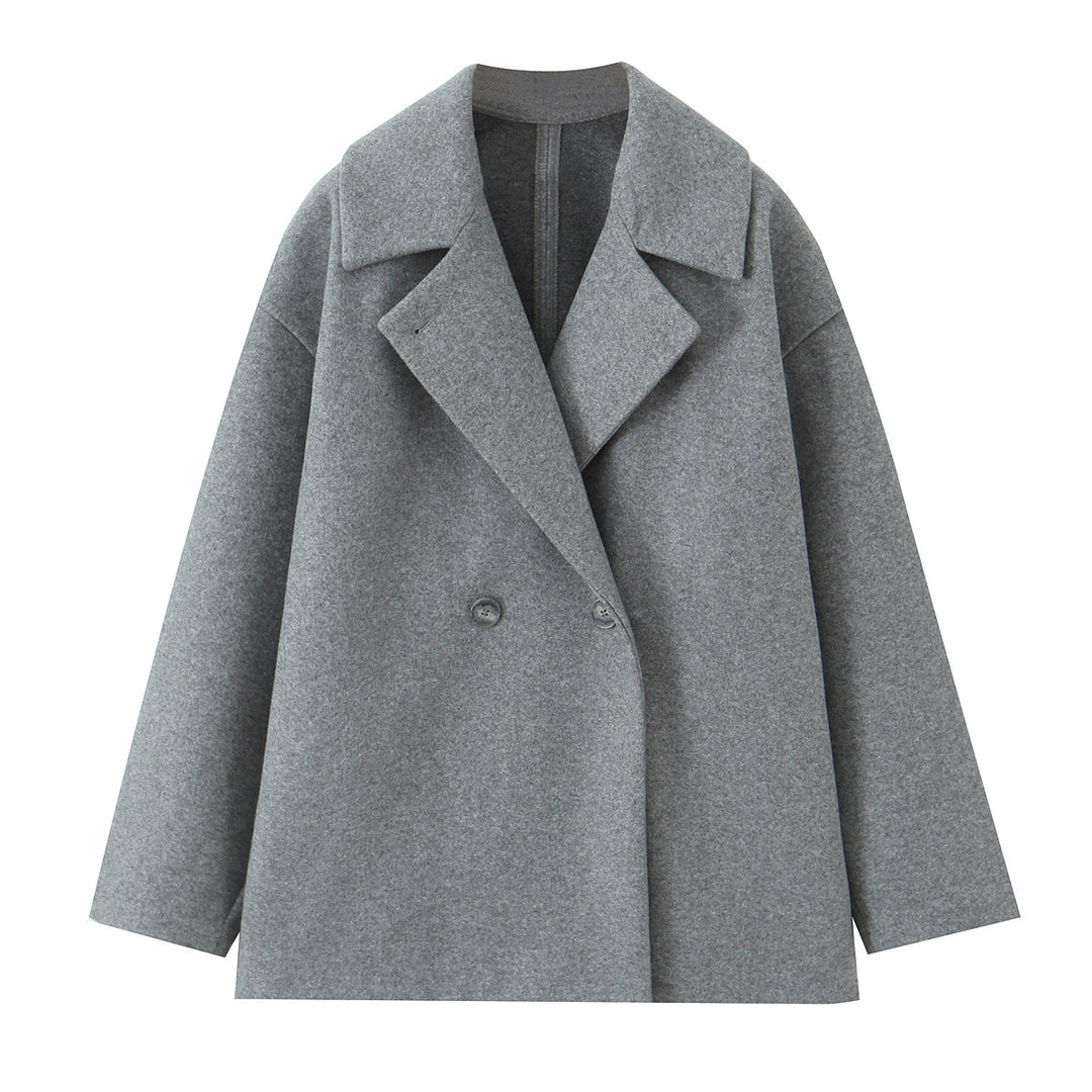 Damen Kurzgeschnittener Oversize Wollmix-Mantel mit weiter Schalkragen Echoarchiv