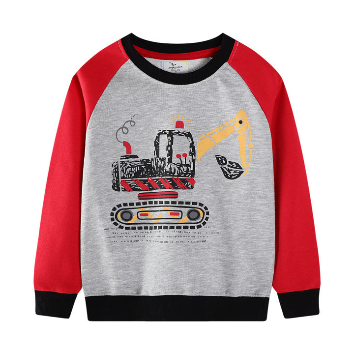 Buben Sweatshirt mit kreativem Bagger-Motiv Echo Archiv