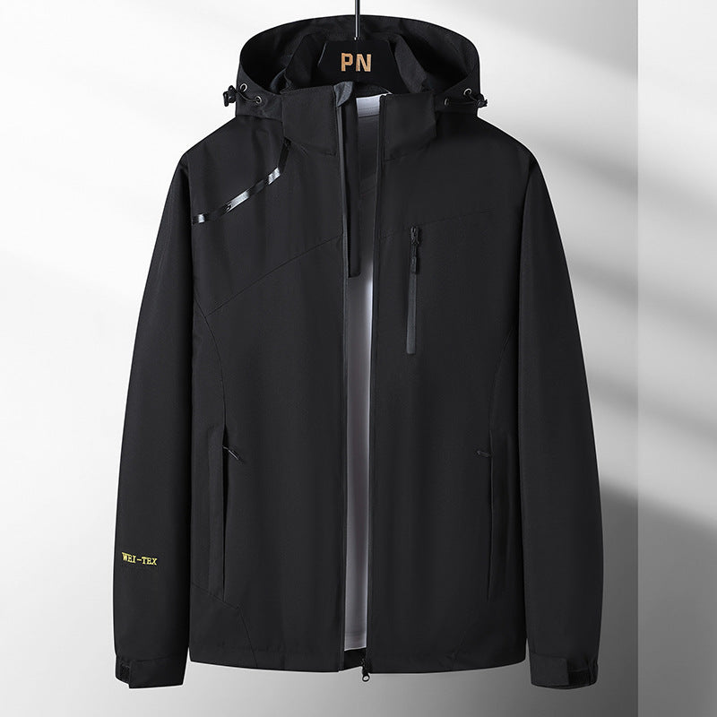 Herren wetterfeste Outdoor-Jacke mit verstellbarer Kapuze und funktionalen Taschen Echoarchiv