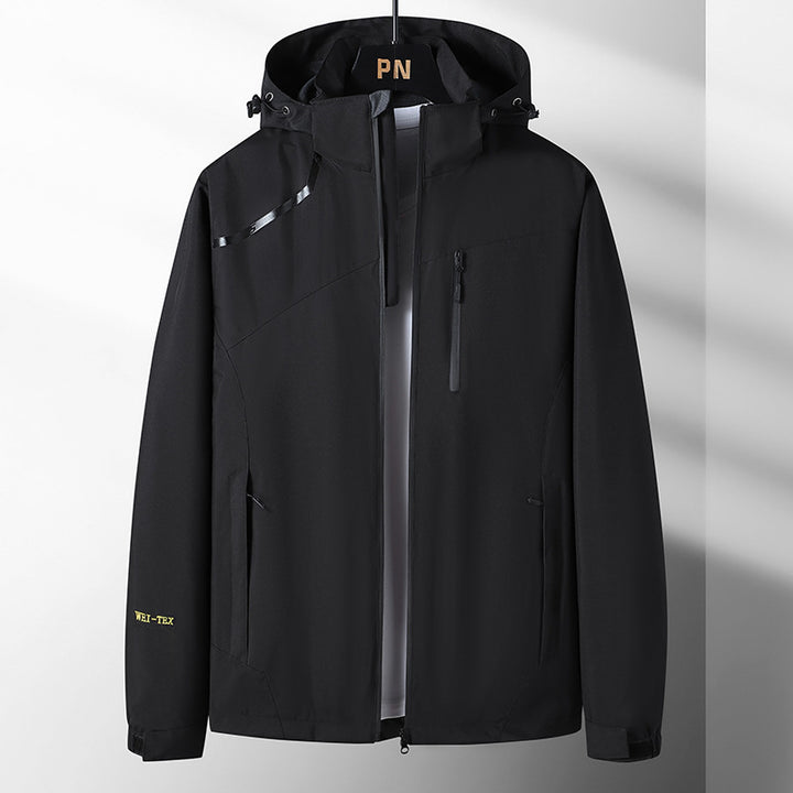 Herren wetterfeste Outdoor-Jacke mit verstellbarer Kapuze und funktionalen Taschen Echoarchiv