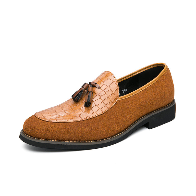 Herren eleganter Quasten-Loafer mit kroko-geprägtem Lederblatt und weichem Veloursaußenmaterial Echo Archiv