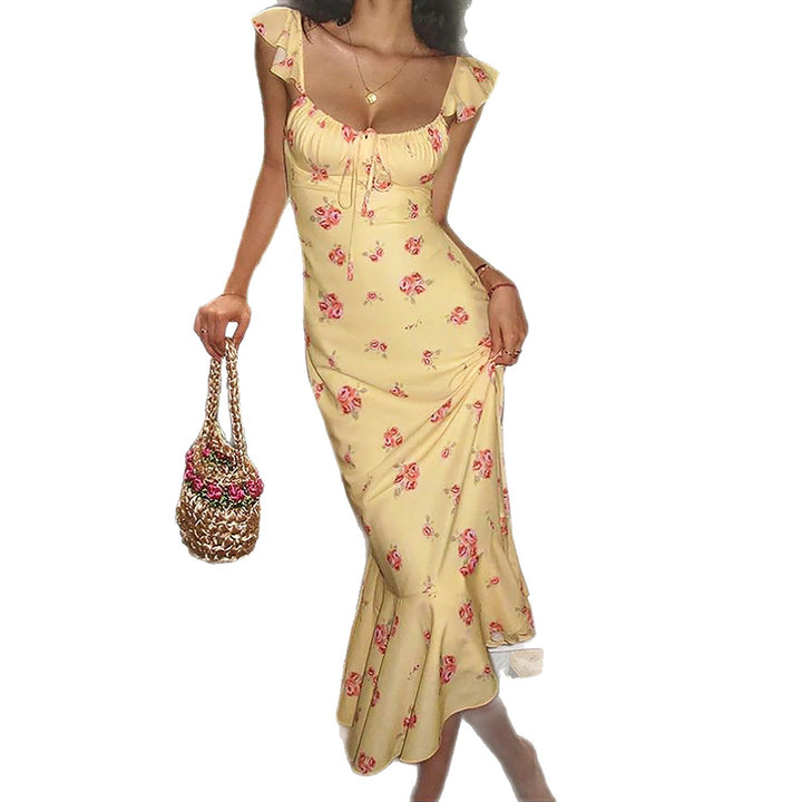 Damen Maxikleid mit floralen Rüschen und elegantem Schnitt Echo Archiv